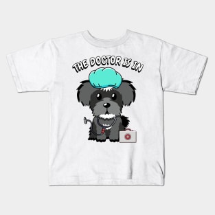 Cute schnauzer dog is a doctor Kids T-Shirt